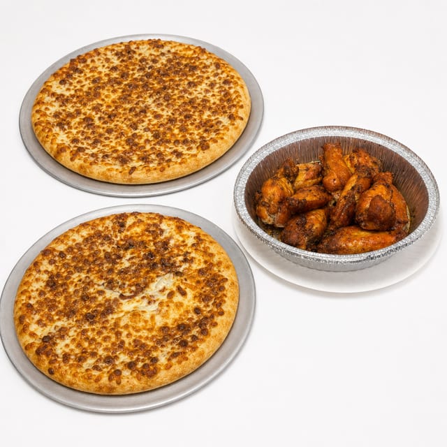 2 Xtra Large Pizza + 20pc Wings COMBO.