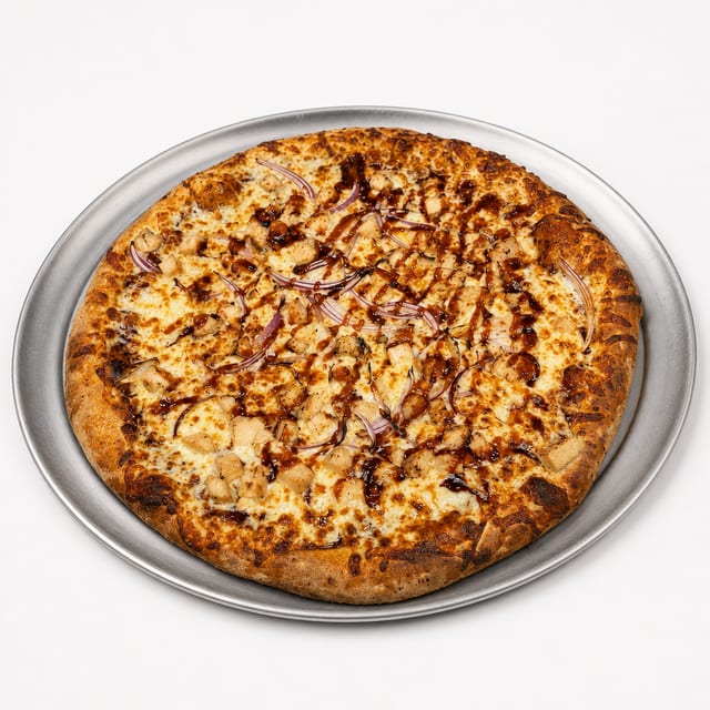 14in LARGE BBQ CHICKEN SPECIALTY PIZZA.