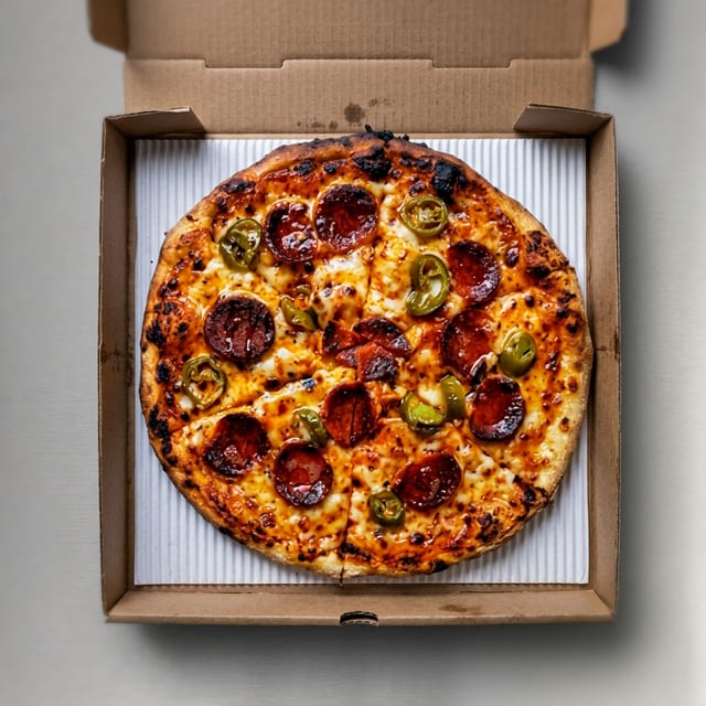 14in LARGE THE HOT ONE SPECIALTY PIZZA.