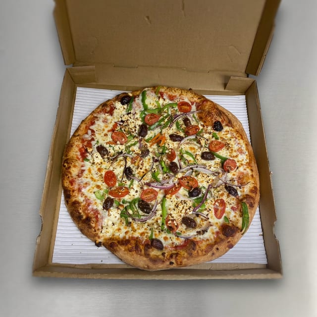 14in LARGE GREEK SPECIALTY PIZZA.