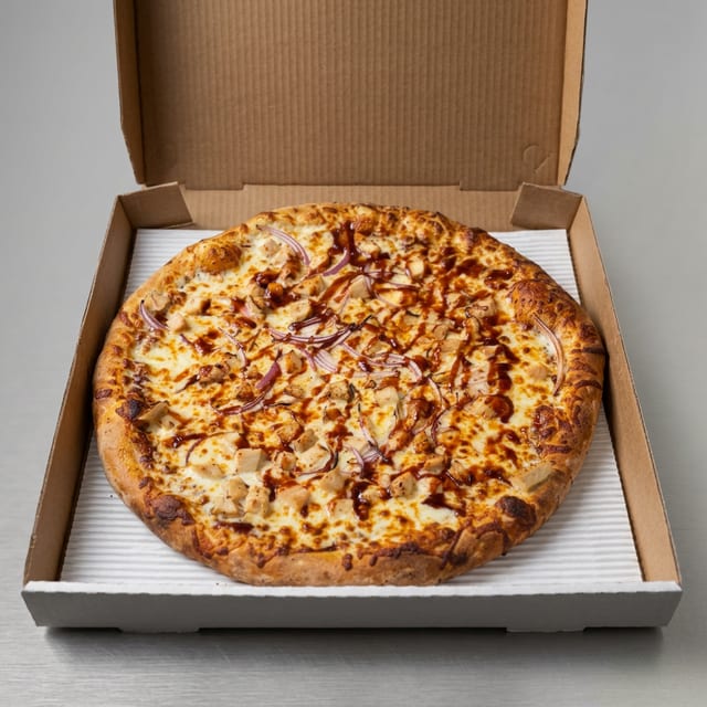 14in LARGE BBQ CHICKEN SPECIALTY PIZZA.