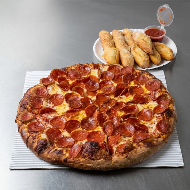 ONE LARGE 2 TOPPING PIZZA & 2 LTR or Bread COMBO.